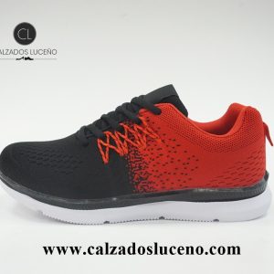 Comfort Zapatilla Deportiva  Niño Cordón Negro Rojo