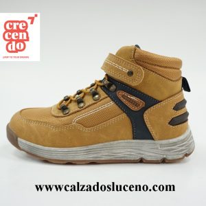 Crecendo bota casual niño Velcro y Elástico Camel