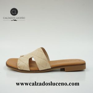 Eva Frutos Zueco Mujer Plano Beig Piel