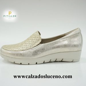 Pitillos Mocasín Mujer Piel Plantilla Extraíble Oro