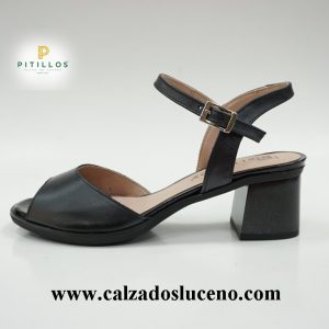 Pitillos Sandalia Tacón Mujer Negra